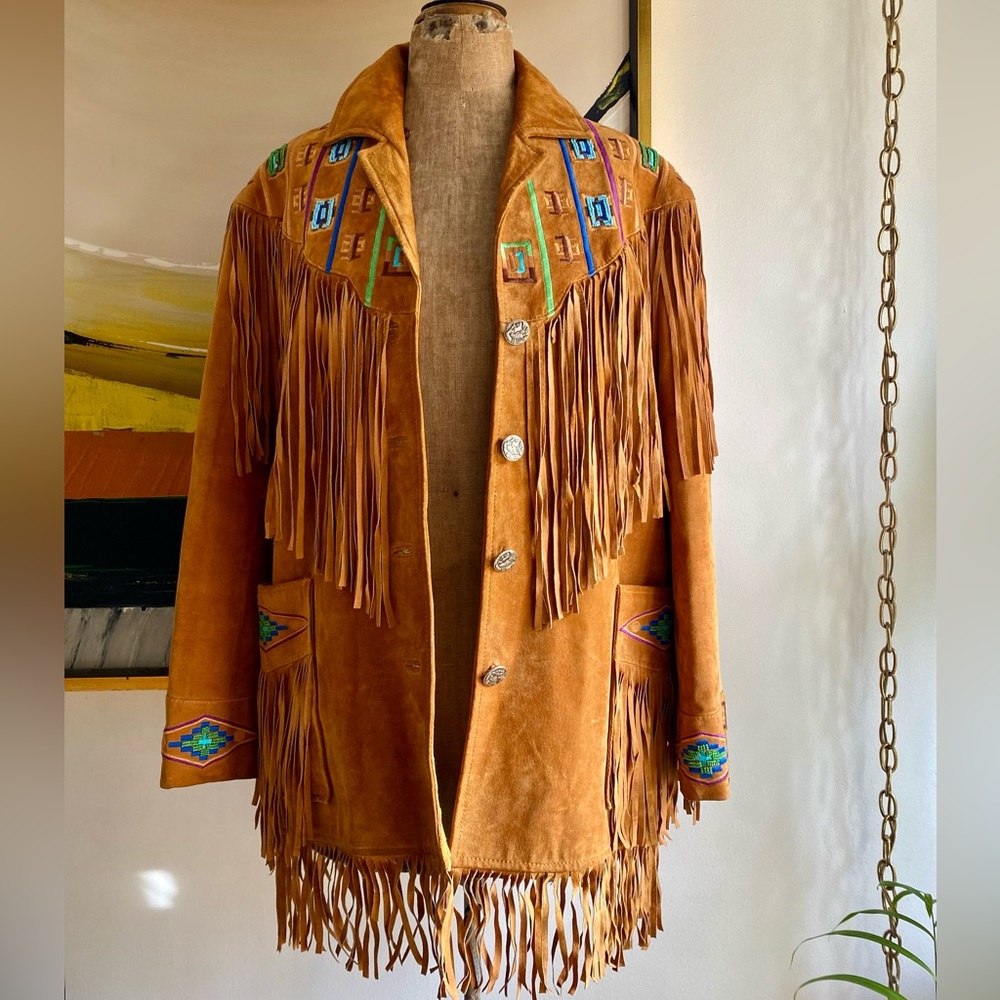 VTG Western Suede Fringe Coat